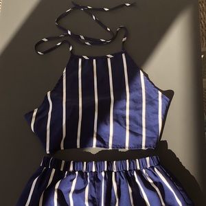 Two piece outfit cropped halter top